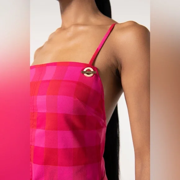 SOLD Cult Gaia Daria Gingham Micro Mini Dress In Red - Picture 7 of 9